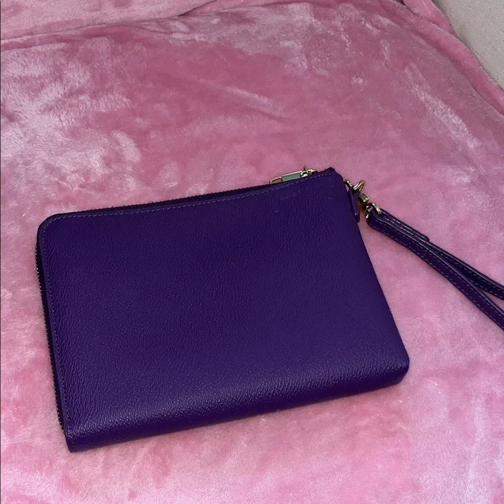 Tory Burch Violet Landon Large Leather Wristlet Clutch NWOT - Picture 7 of 13